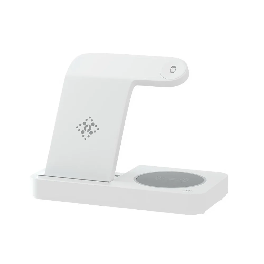 15W Fast 4-in-1 Wireless Charger Dock White | Devanti