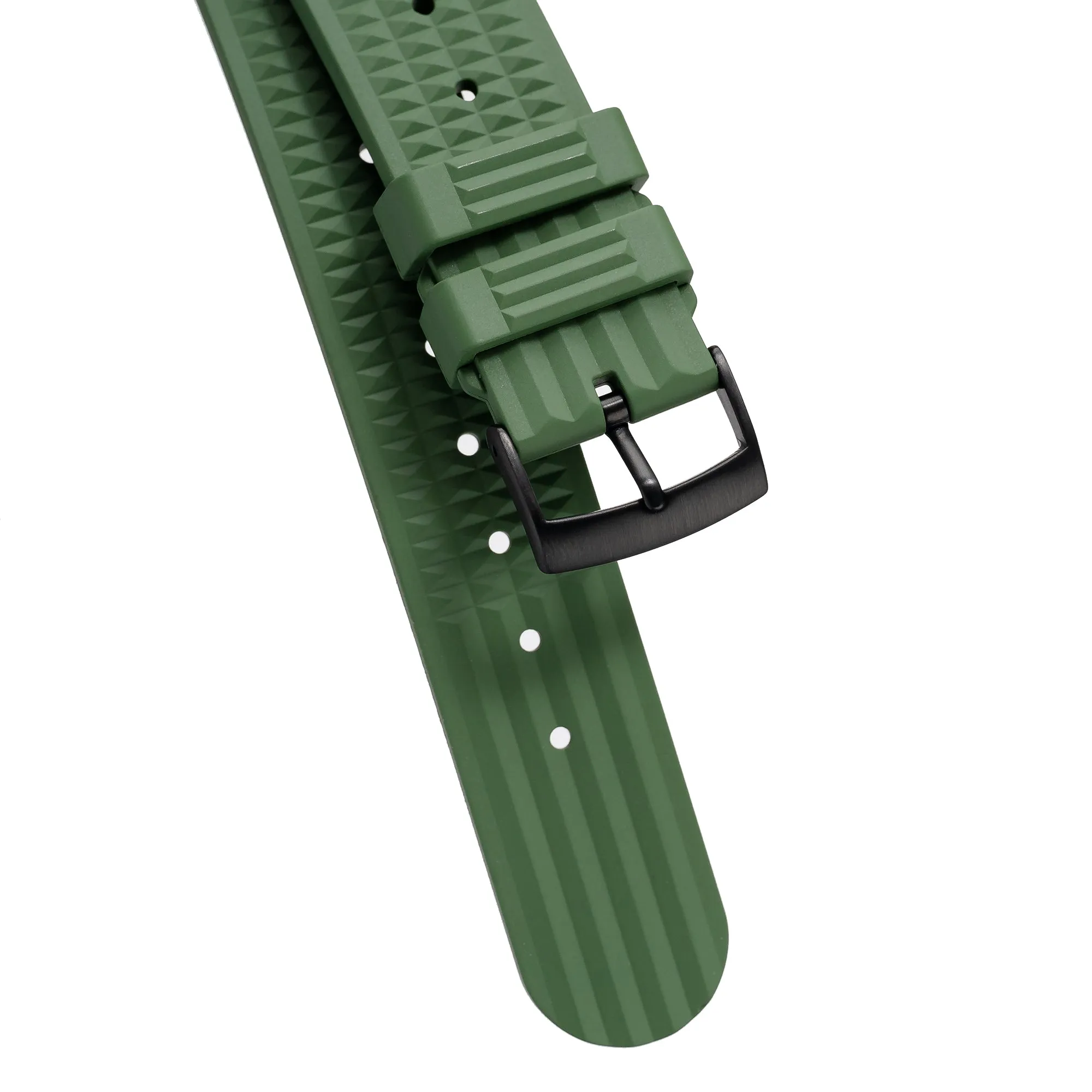 20mm 22mm Quick Release Waffle Style FKM Rubber Watch Strap