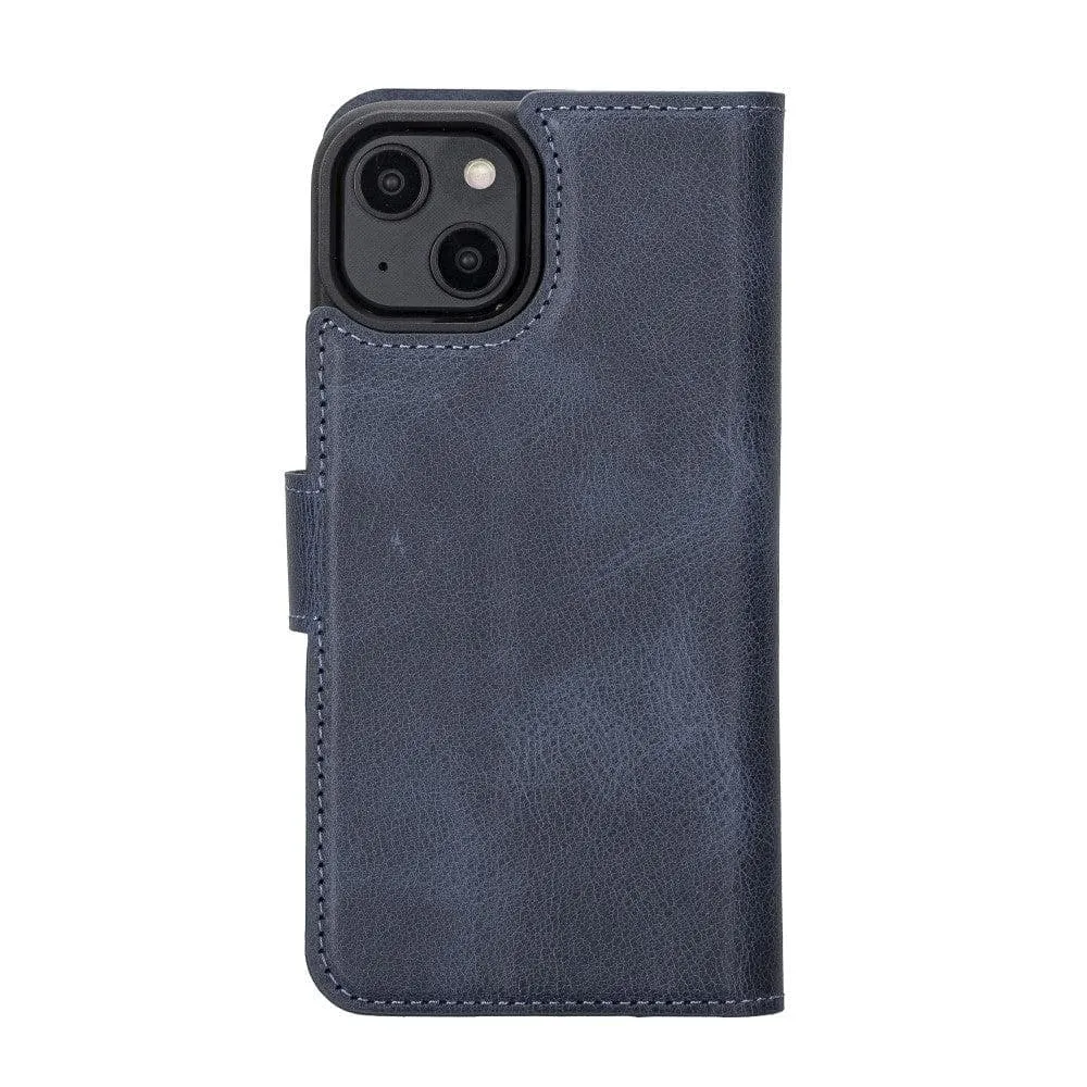 Apple iPhone 14 Series Detachable Leather Wallet Case Darker Color - MW