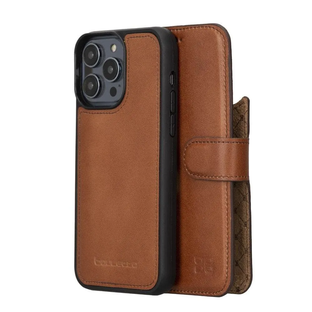 Apple iPhone 14 Series Detachable Leather Wallet Case Darker Color - MW