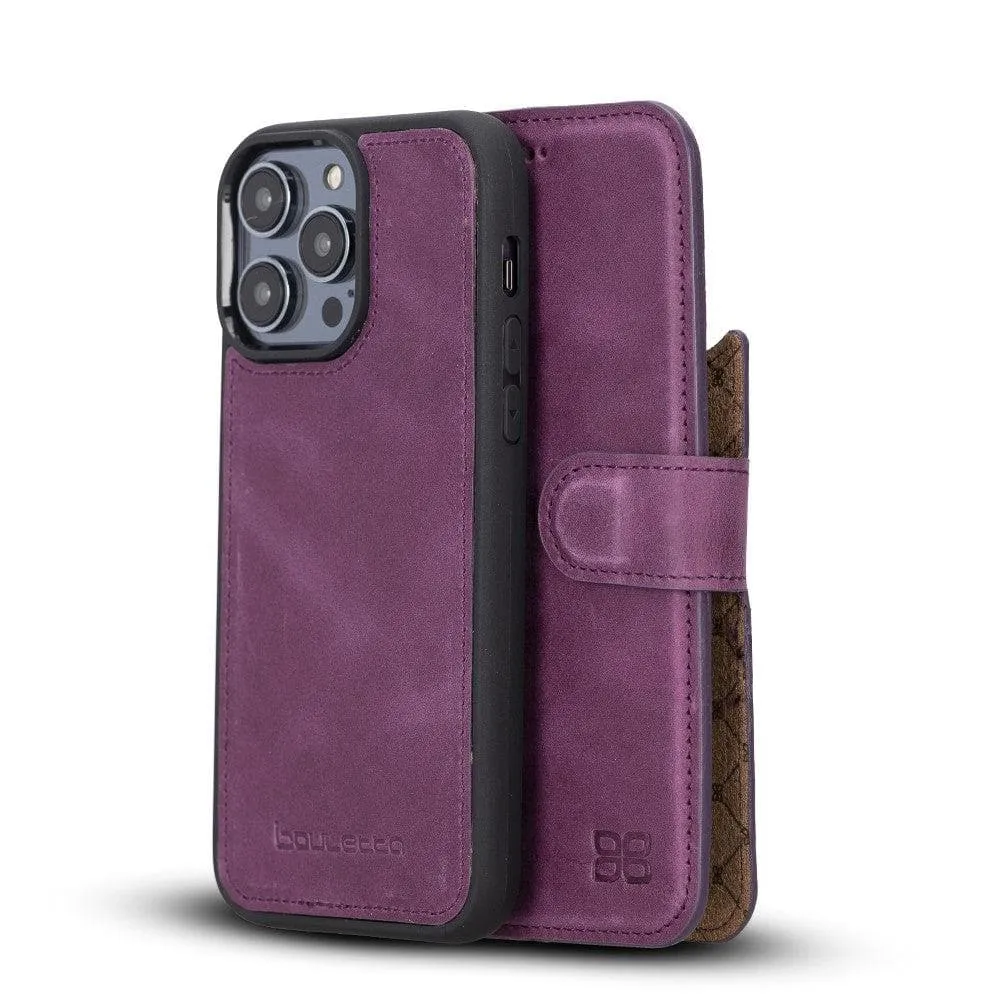 Apple iPhone 14 Series Detachable Leather Wallet Case Darker Color - MW