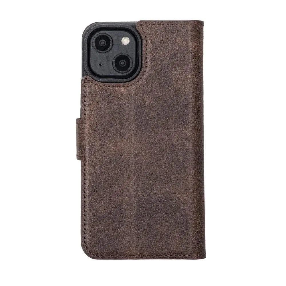 Apple iPhone 14 Series Detachable Leather Wallet Case Darker Color - MW