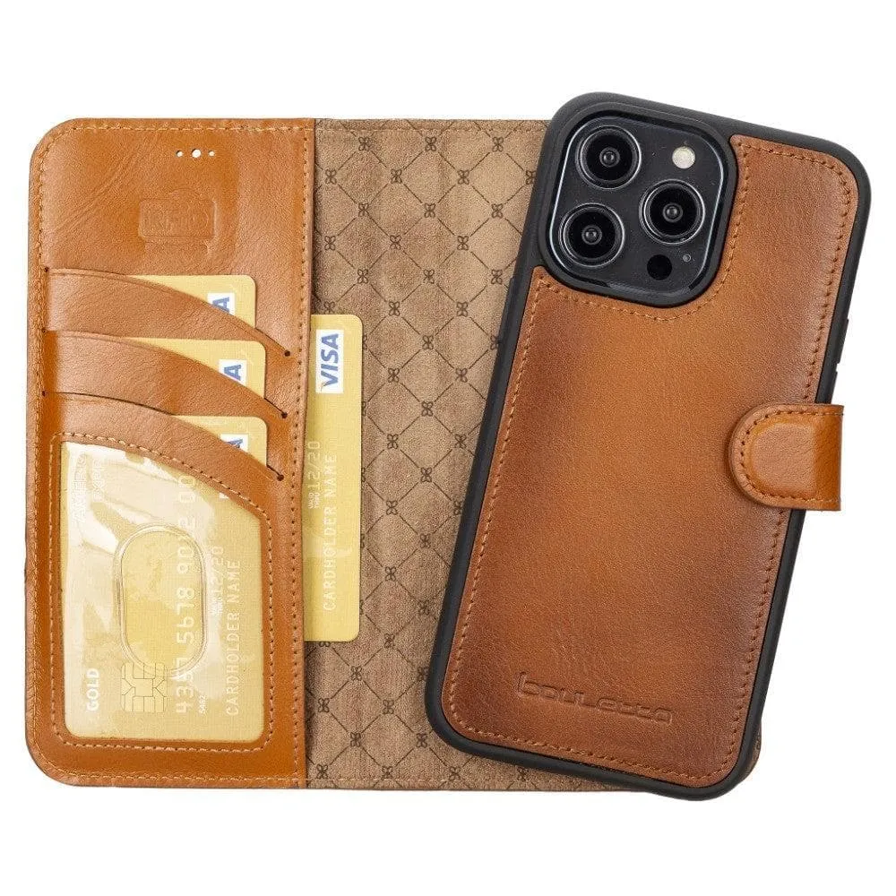 Apple iPhone 14 Series Detachable Leather Wallet Case Darker Color - MW