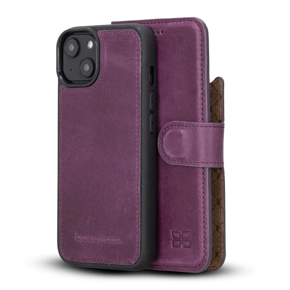 Apple iPhone 14 Series Detachable Leather Wallet Case Darker Color - MW