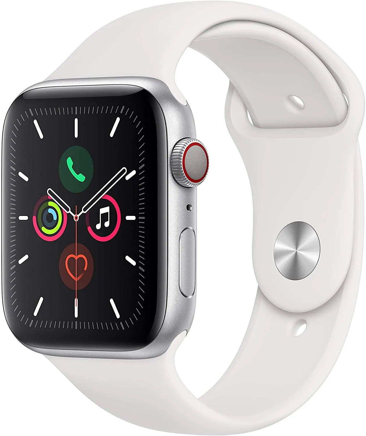 Apple Watch Series 5 (GPS   Cellular, 44mm) - Silver Aluminum Case with White Sport Band