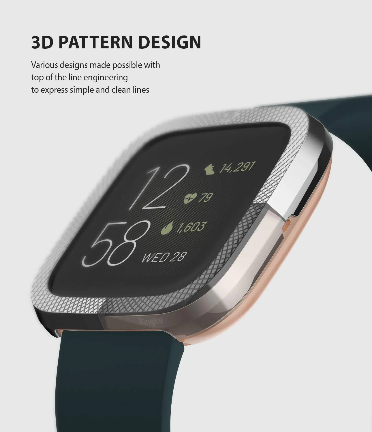 Bezel Styling Designed for Fitbit Versa 2 - Knurling Silver [Stainless Steel]