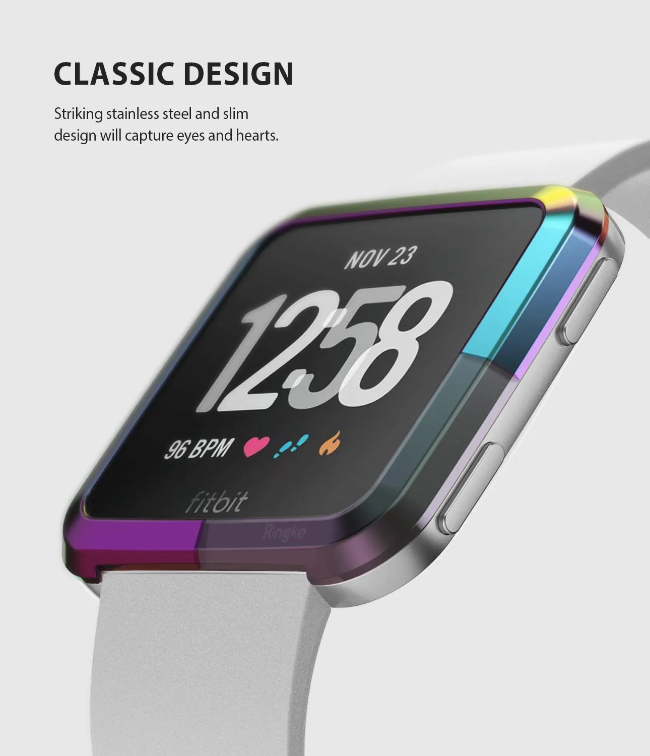 Bezel Styling Designed for Fitbit Versa - [Stainless Steel]