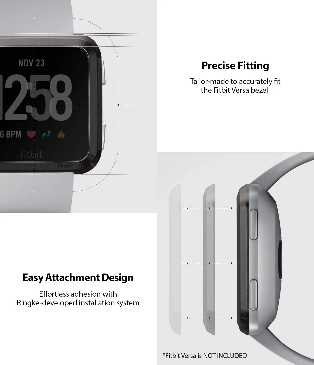 Bezel Styling Designed for Fitbit Versa - [Stainless Steel]