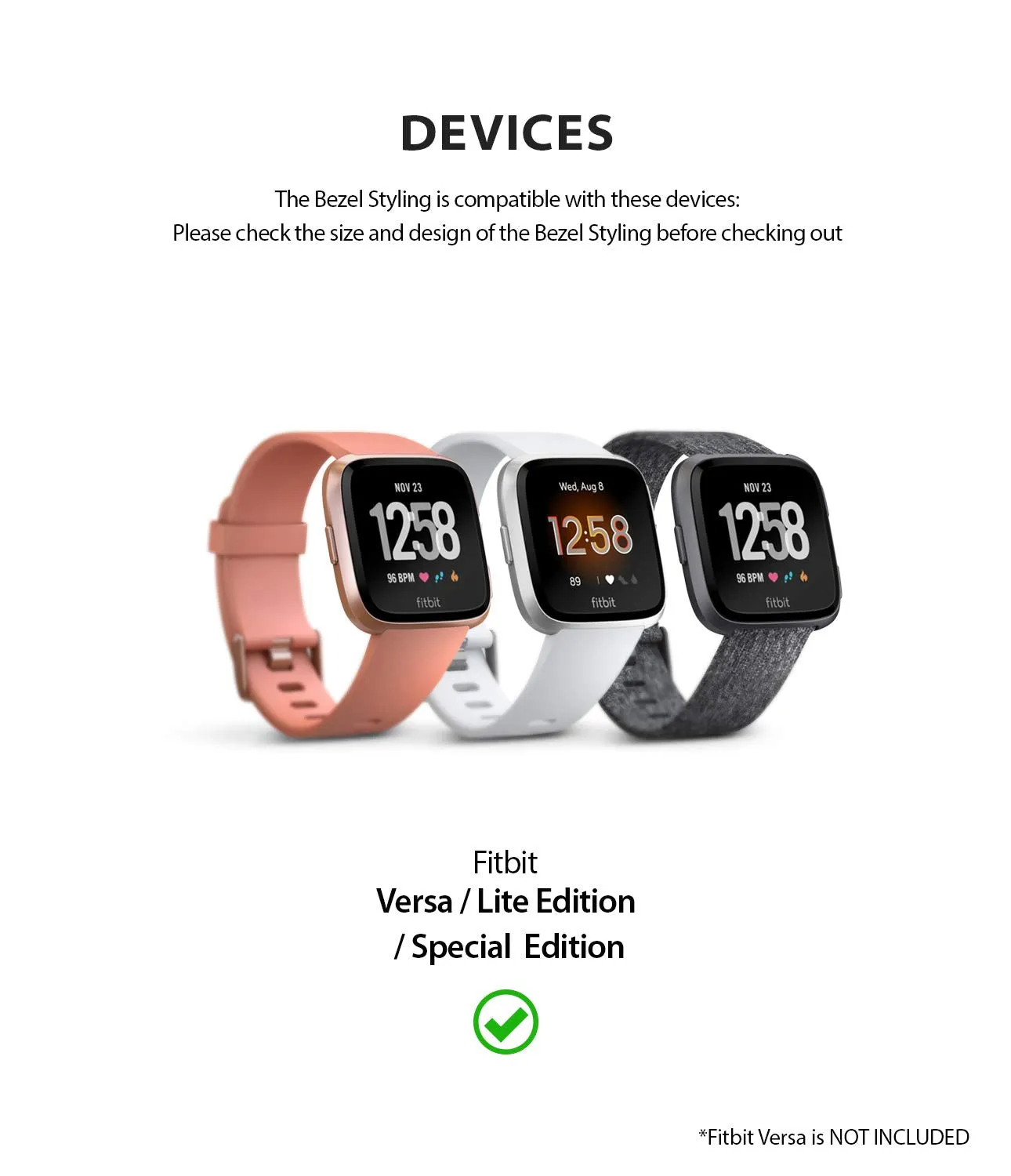 Bezel Styling Designed for Fitbit Versa - [Stainless Steel]