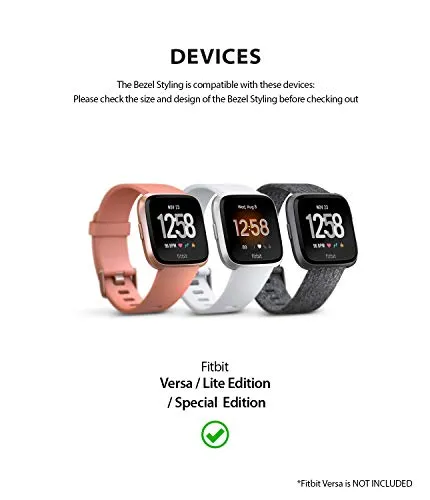 Bezel Styling Designed for Fitbit Versa - [Stainless Steel]