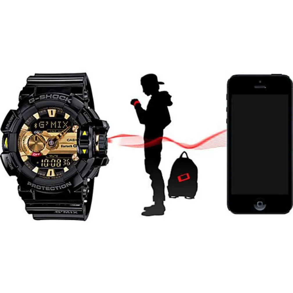 Casio G-SHOCK Bluetooth G'MIX Black & Gold Men's Watch - GBA400-1A9