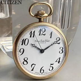 Citizen Pocket Watch Antique Manual Gold 40mm Vintage