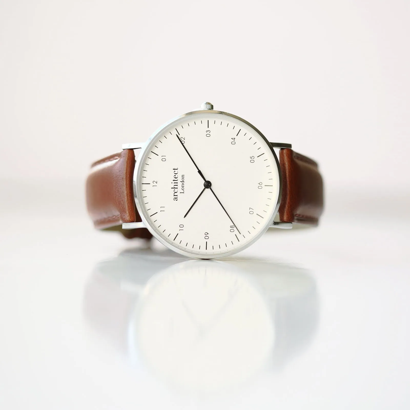 Contactless Payment Watch - Men's Architect Zephyr, Walnut Strap, Modern Font Engraving