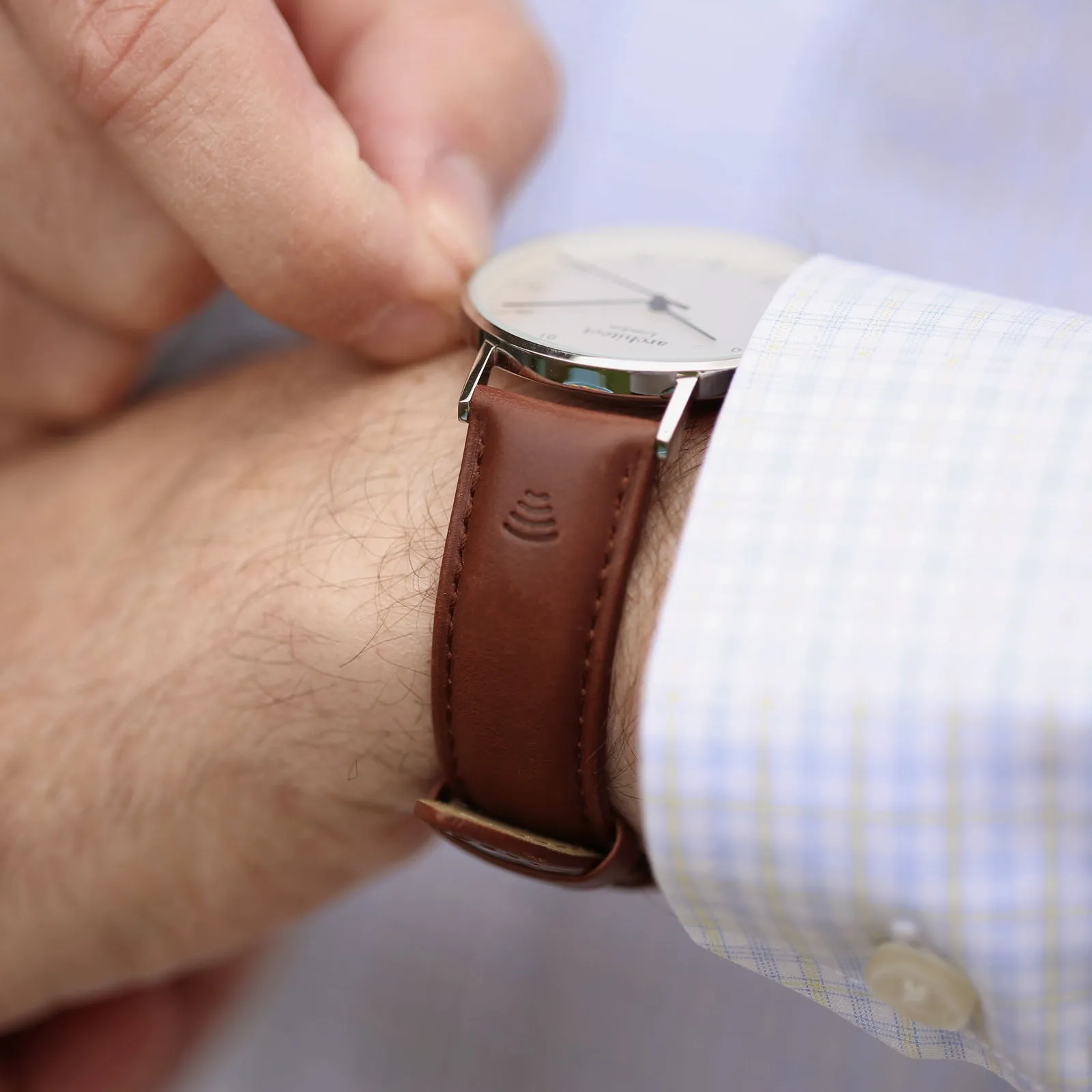 Contactless Payment Watch - Men's Architect Zephyr, Walnut Strap, Modern Font Engraving