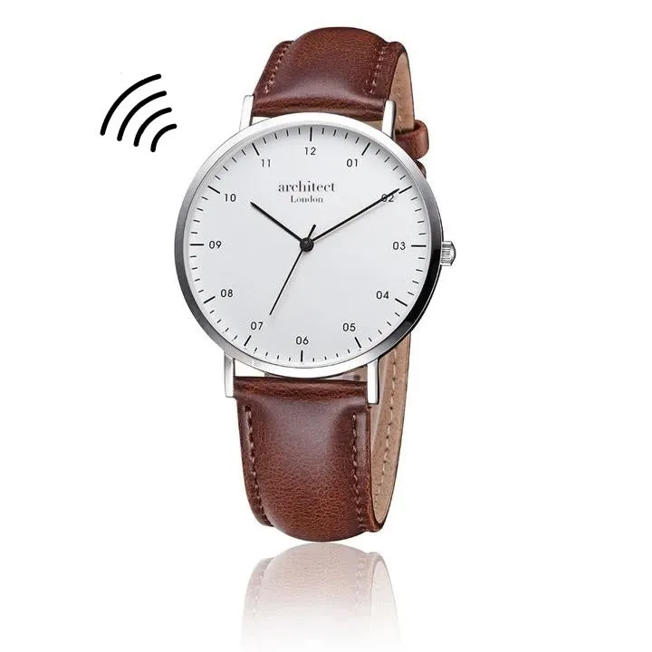 Contactless Payment Watch - Men's Architect Zephyr, Walnut Strap, Modern Font Engraving