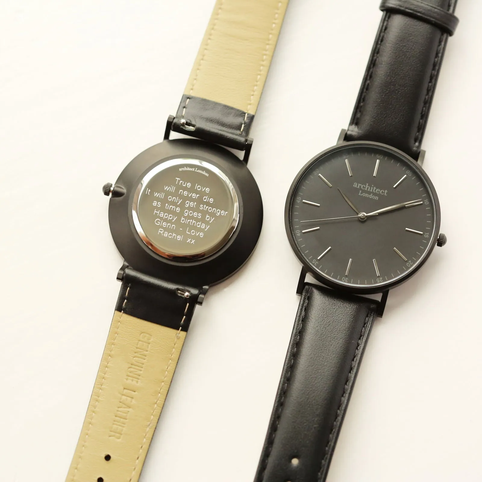 Contactless Payment Watch - Men's Minimalist, Jet Black Strap, Modern Font Engraving