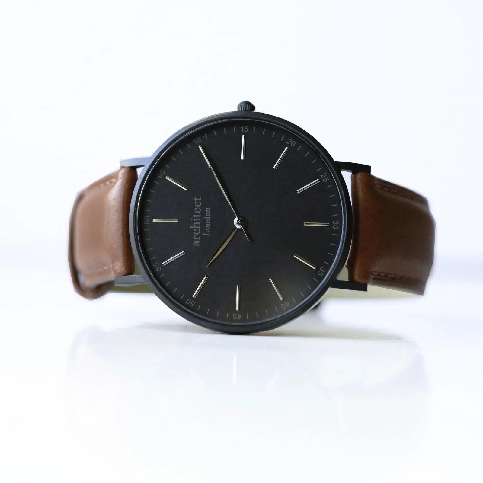 Contactless Payment Watch - Men's Minimalist, Walnut Strap, Modern Font Engraving