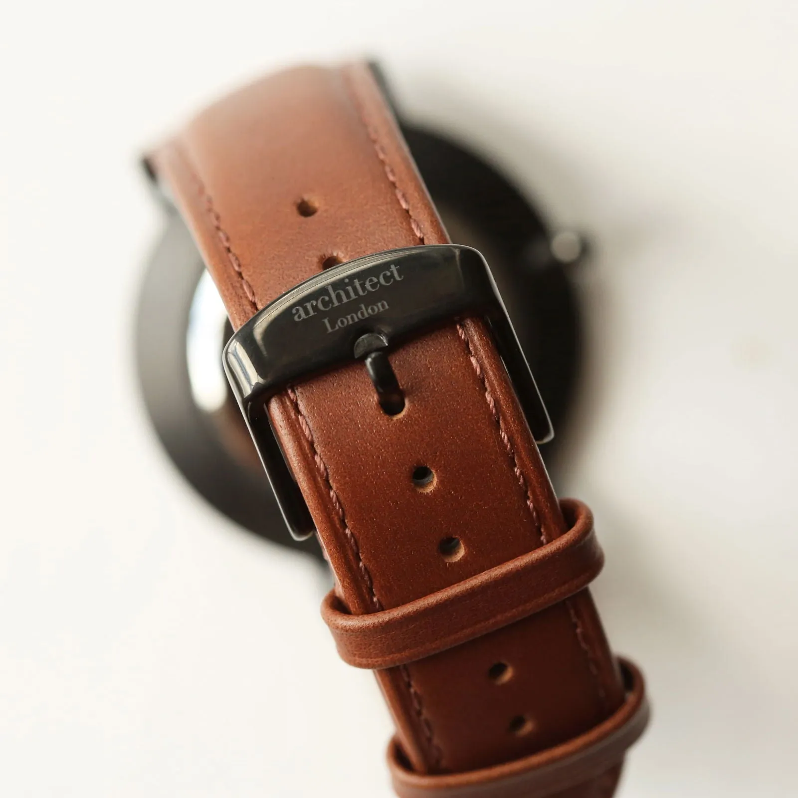 Contactless Payment Watch - Men's Minimalist, Walnut Strap, Modern Font Engraving