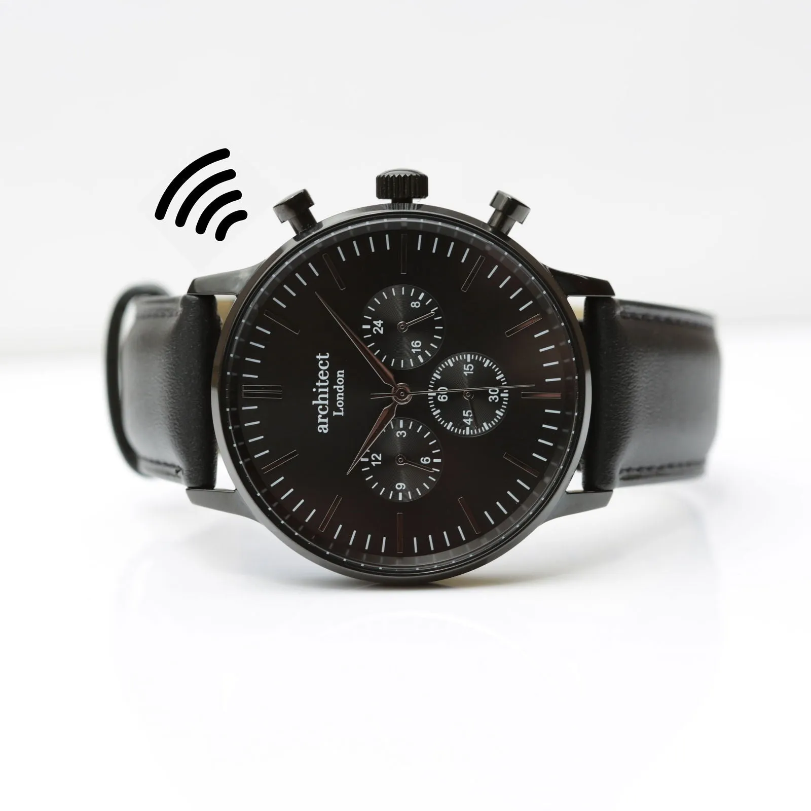 Contactless Payment Watch - Men's Motivator, Jet Black Strap, Modern Font Engraving