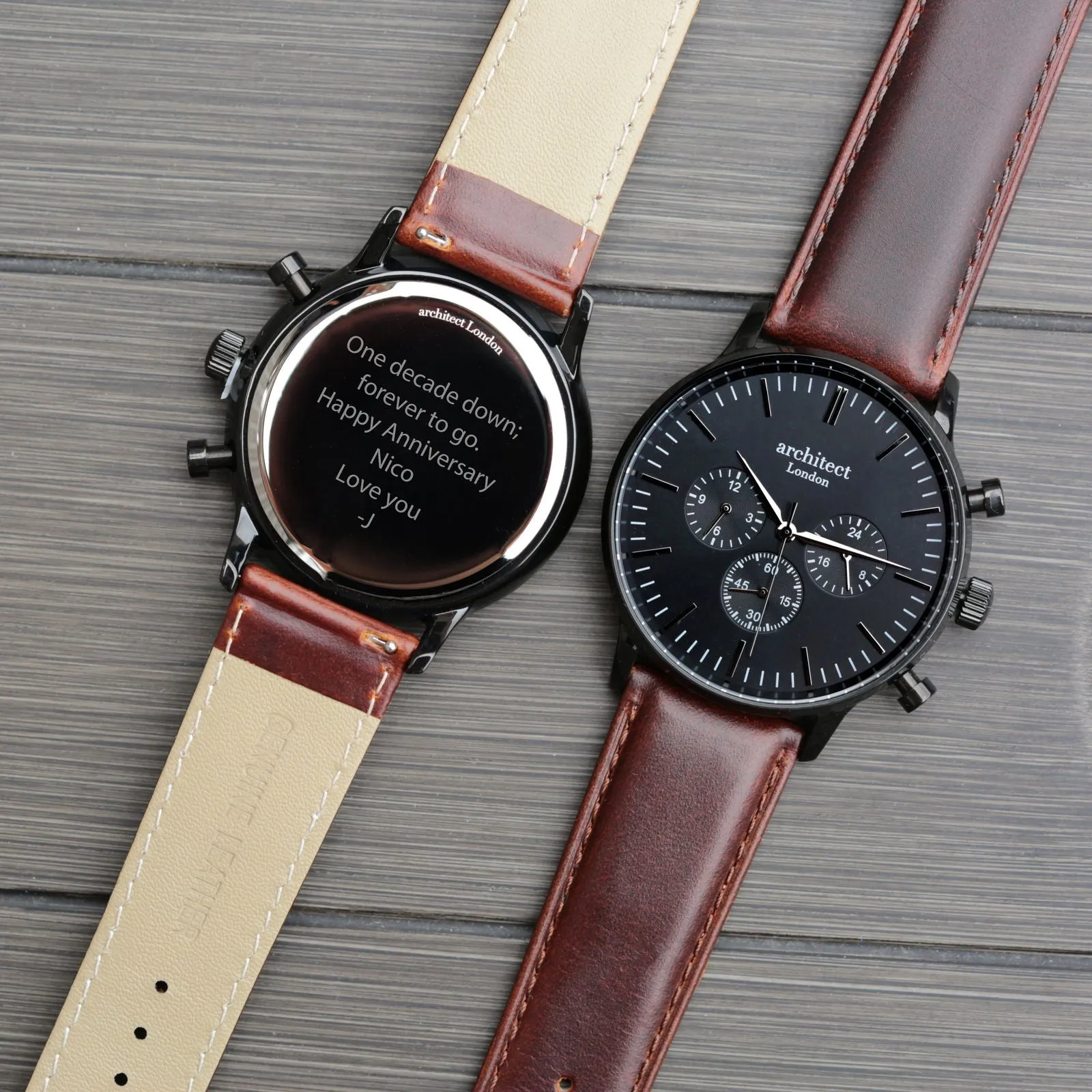 Contactless Payment Watch - Men's Motivator, Walnut Strap, Modern Font Engraving