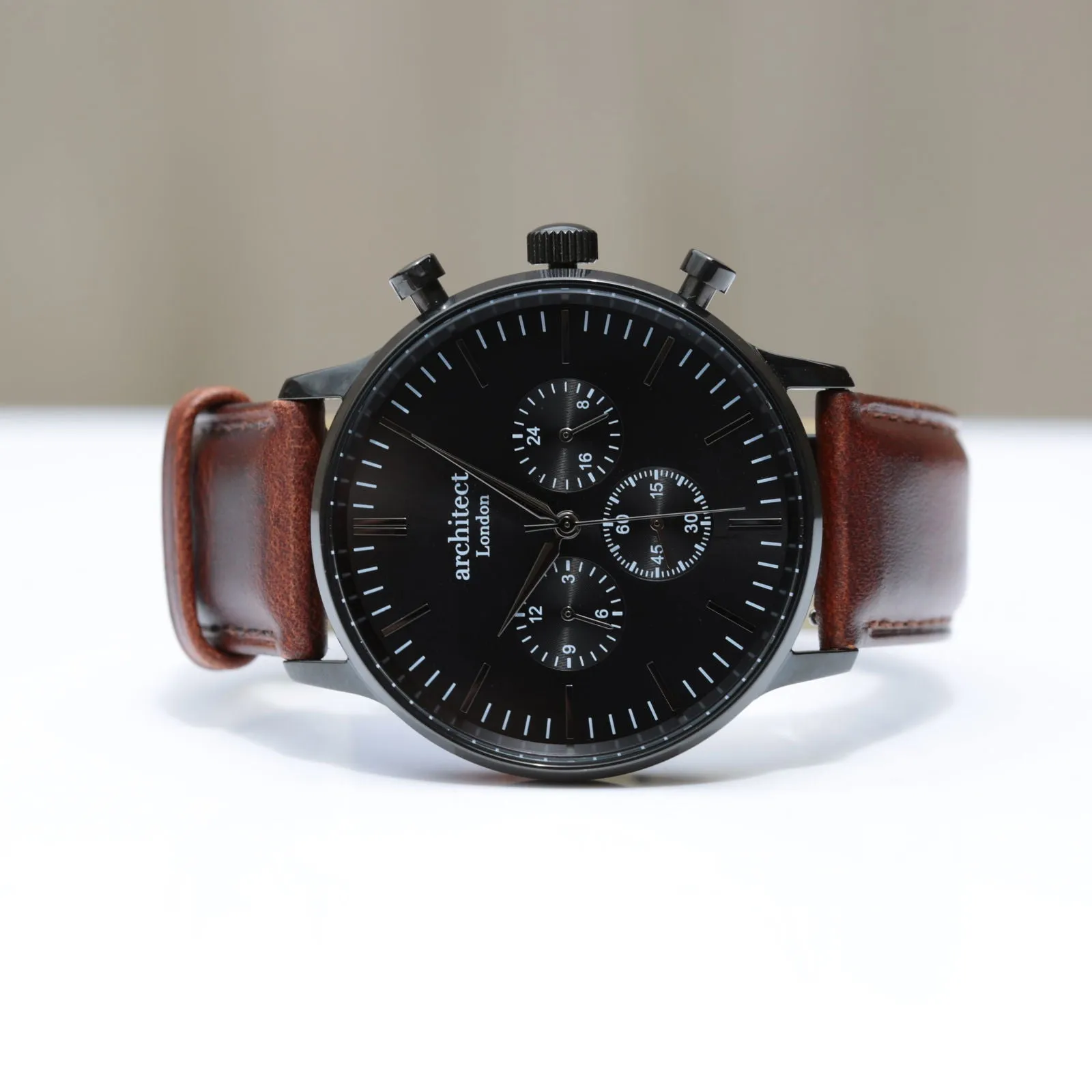 Contactless Payment Watch - Men's Motivator, Walnut Strap, Modern Font Engraving