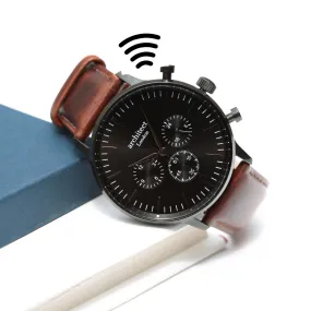 Contactless Payment Watch - Men's Motivator, Walnut Strap, Modern Font Engraving