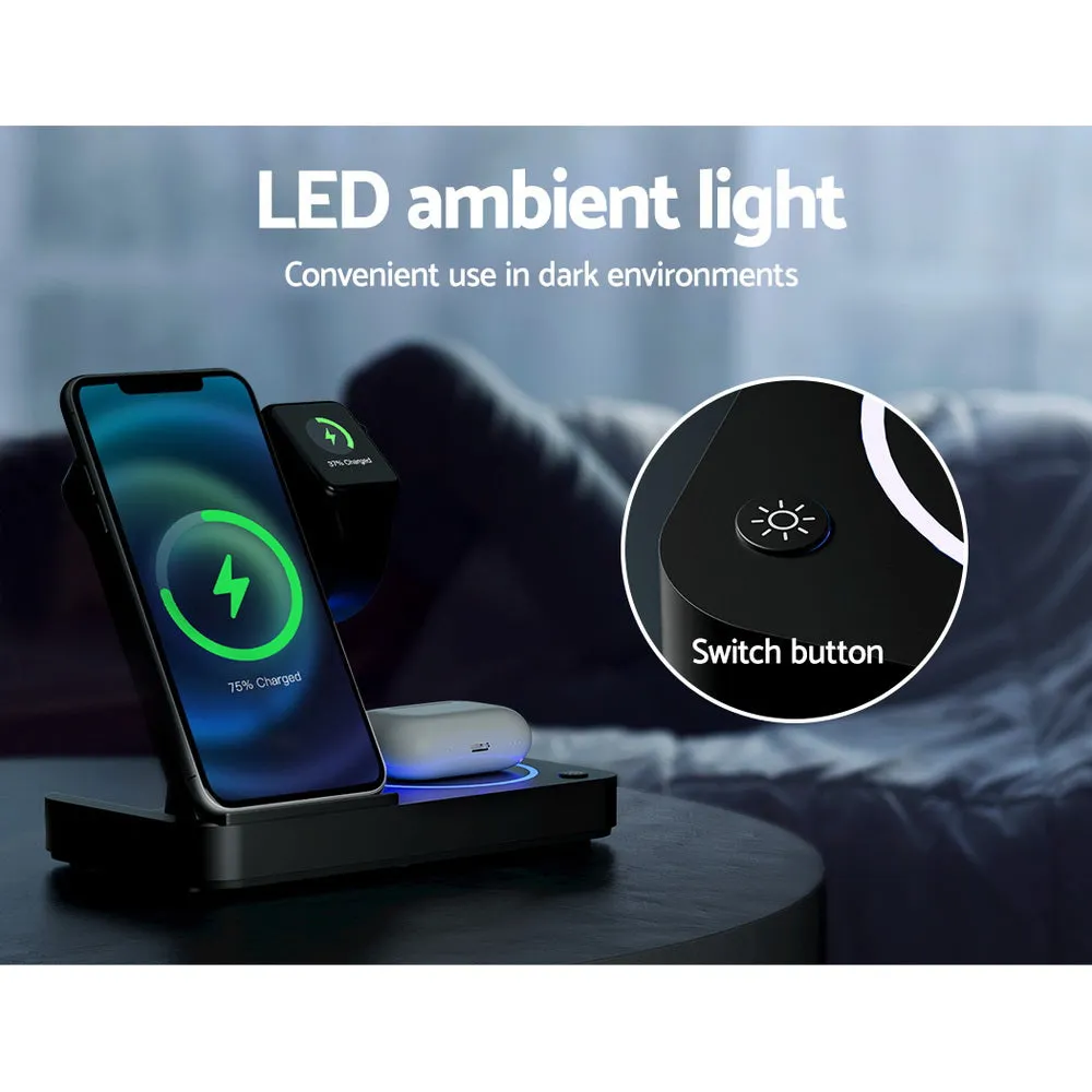 Fast 4-in-1 Wireless Charging Station with LED Light, Devanti