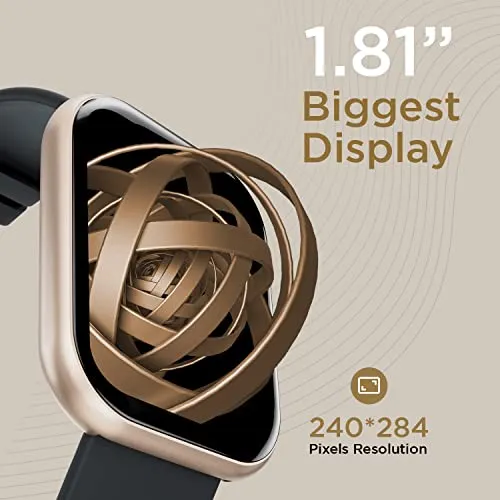 Fire-Boltt Dazzle Plus 1.81" Smartwatch Full Touch Largest Borderless Display & 60 Sports Modes (Swimming) with IP68 Rating, Sp02 Tracking, Over 100 Cloud Based Watch Faces