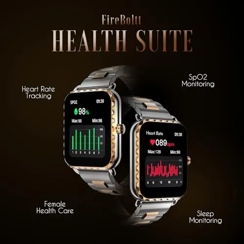 Fire-Boltt Jewel, Luxury Stainless Steel Smart Watch with a 1.85" Display Boasting 320x386 Resolution and 600 NITS Brightness, 60 HZ Refresh Rate, 120 Sports Modes, IP67 Rating