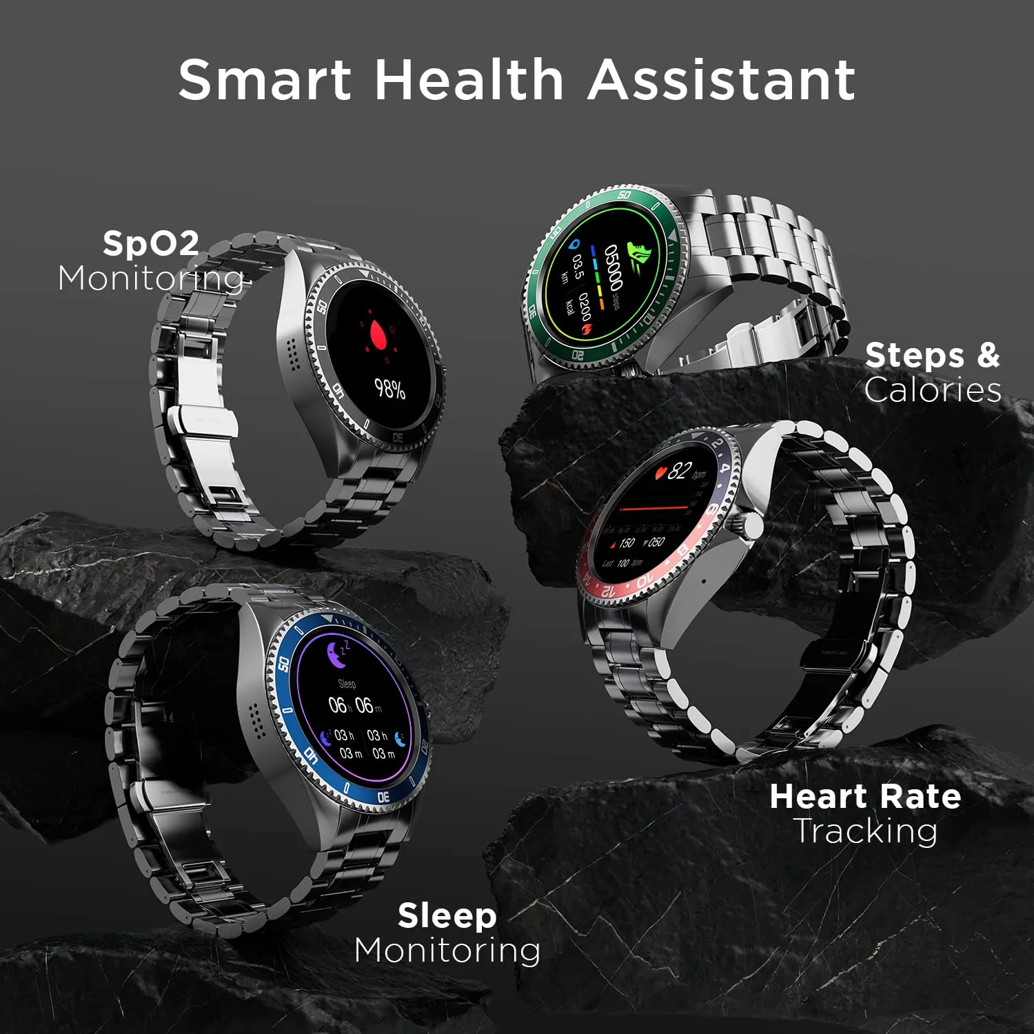 Fire-Boltt Quantum Luxury Stainless Steel Design 1.28" Bluetooth Calling Smartwatch with High Resolution of 240 * 240 Px & TWS Connection, SpO2 Tracking with 100 Sports Modes (Black Red)