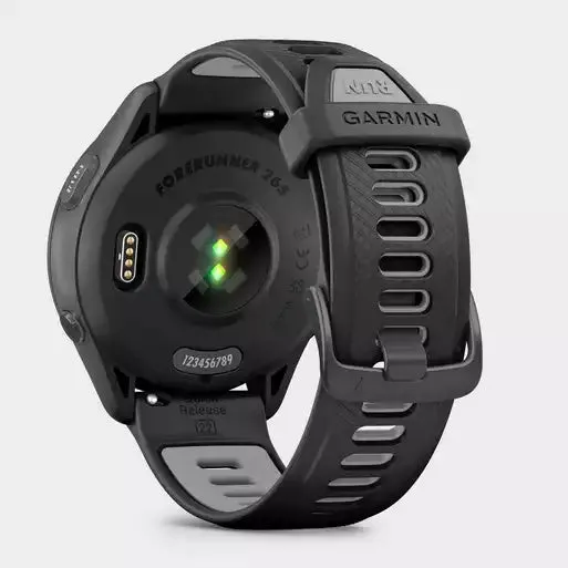 Garmin - Forerunner 265S  Black Bezel and Case with Black/Powder Gray Silicone Band