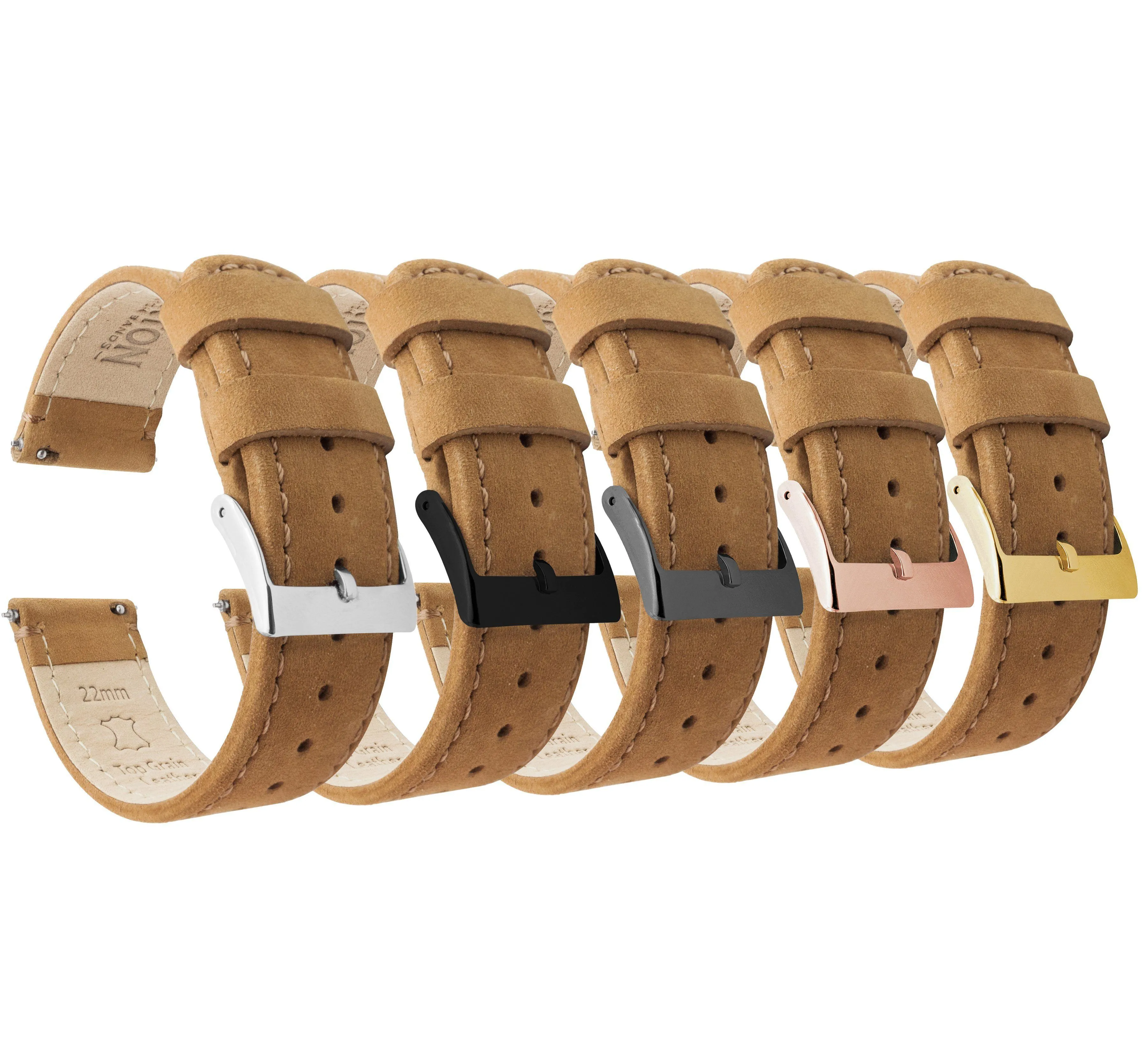 Gingerbread Brown Leather Quick Release Watch Band