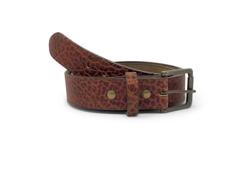 Handmade Leather Belt | American Shrunken Bison | Cognac