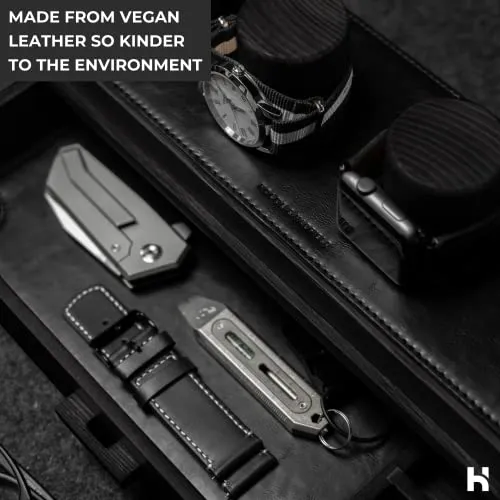 Holme & Hadfield Watch Case Vegan Leather Padding Set Black Display Accessory