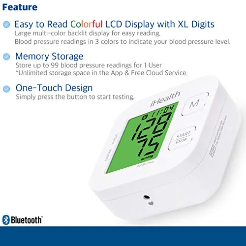 iHealth TRACK Smart Blood Pressure Monitor (KN-550BT) - Connects to both Apple and Android devices