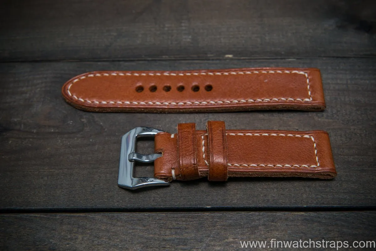 Italian Ranger cognac leather hand stitched watch band.