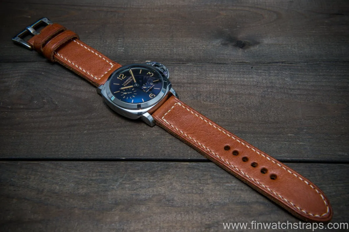 Italian Ranger cognac leather hand stitched watch band.