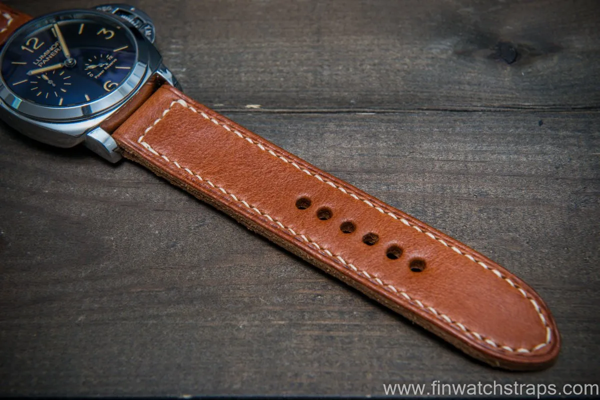 Italian Ranger cognac leather hand stitched watch band.