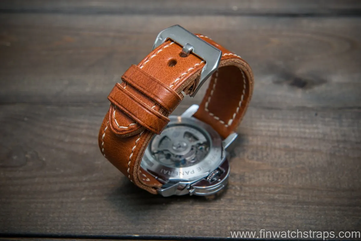 Italian Ranger cognac leather hand stitched watch band.