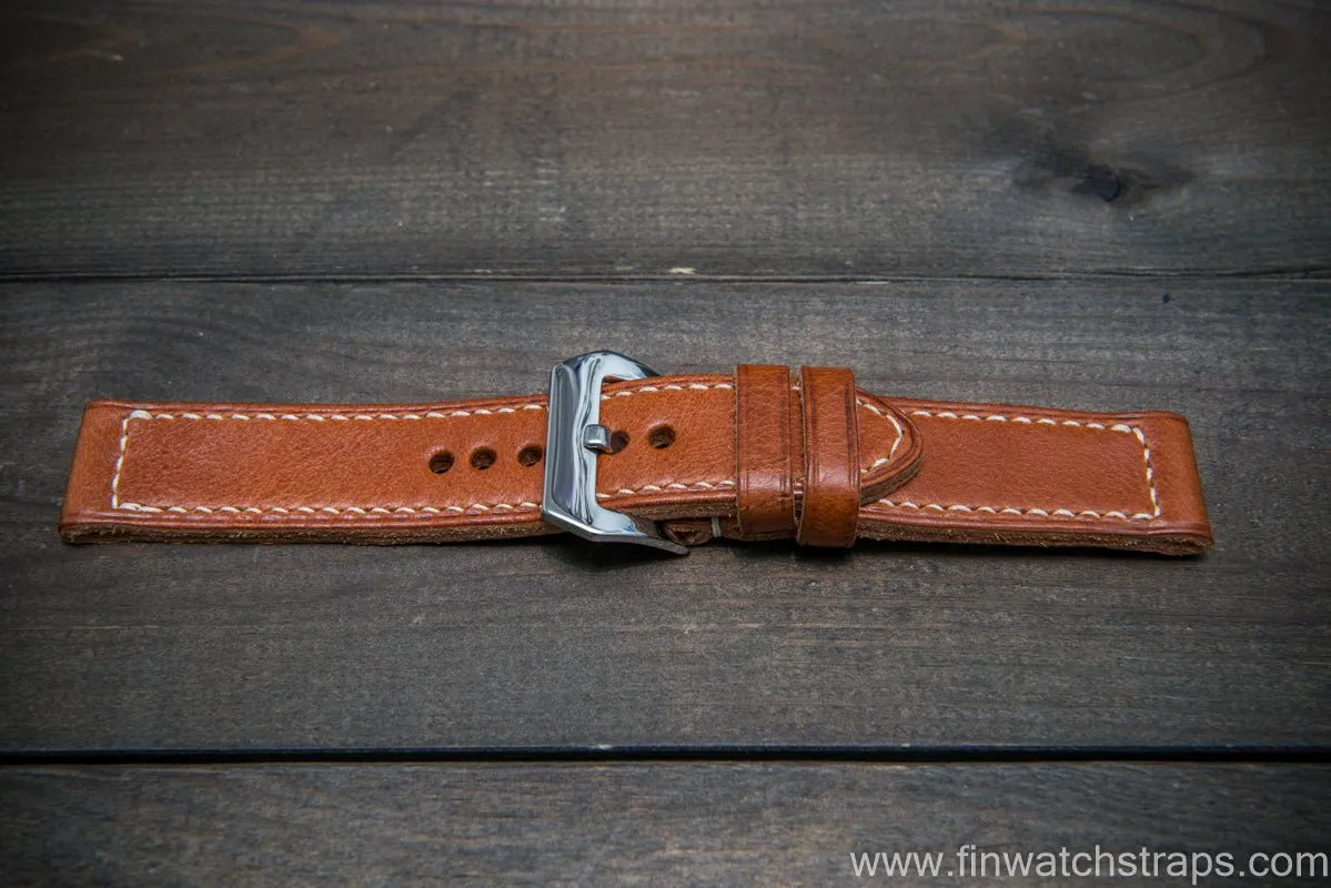 Italian Ranger cognac leather hand stitched watch band.