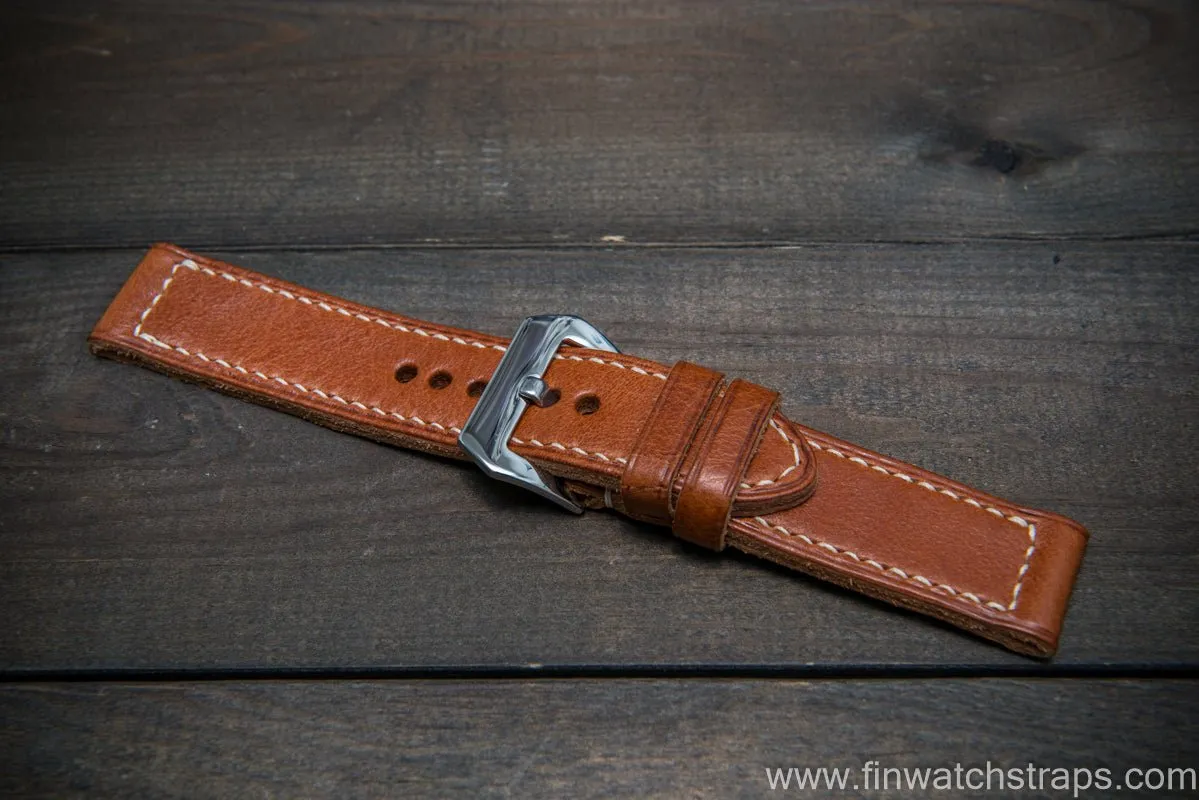 Italian Ranger cognac leather hand stitched watch band.