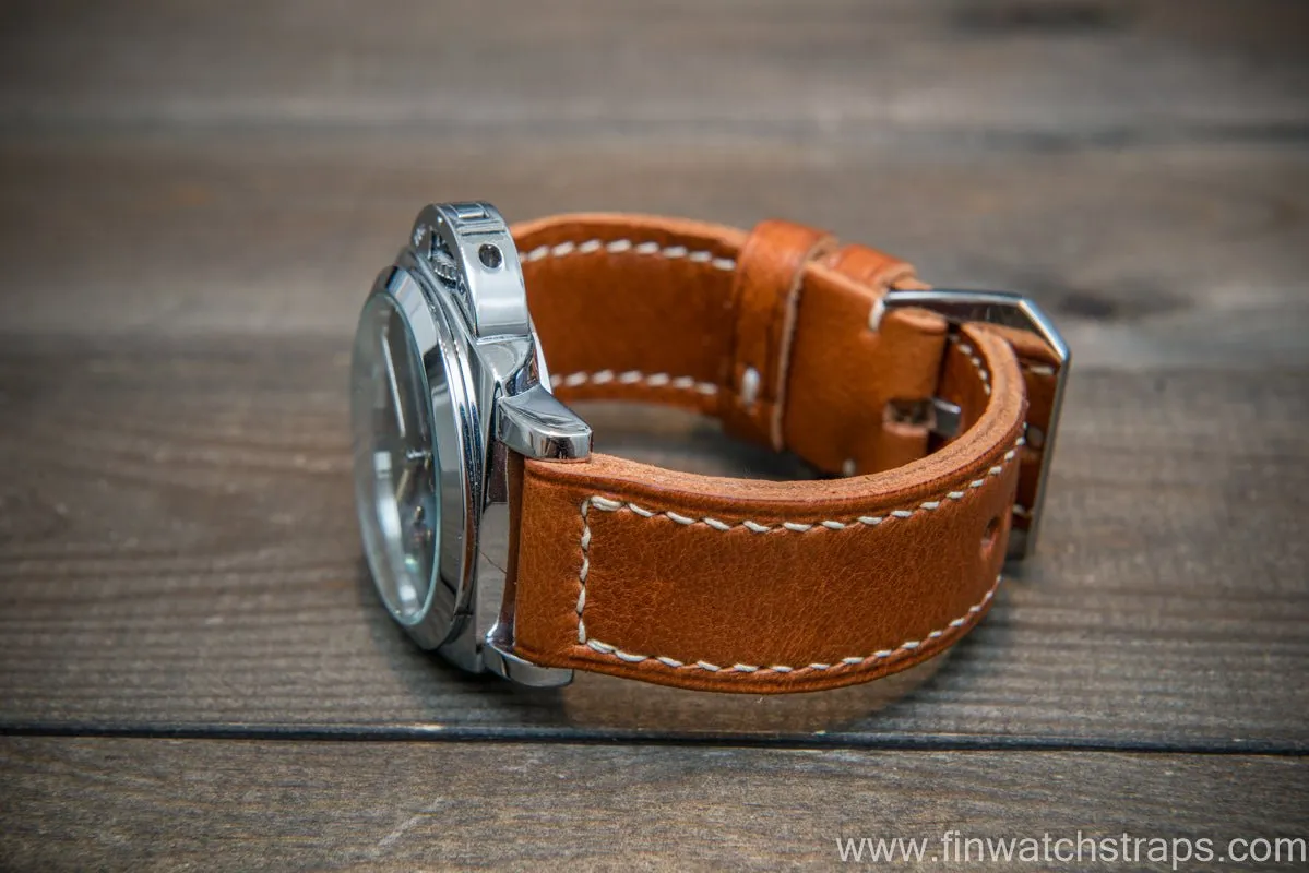 Italian Ranger cognac leather hand stitched watch band.