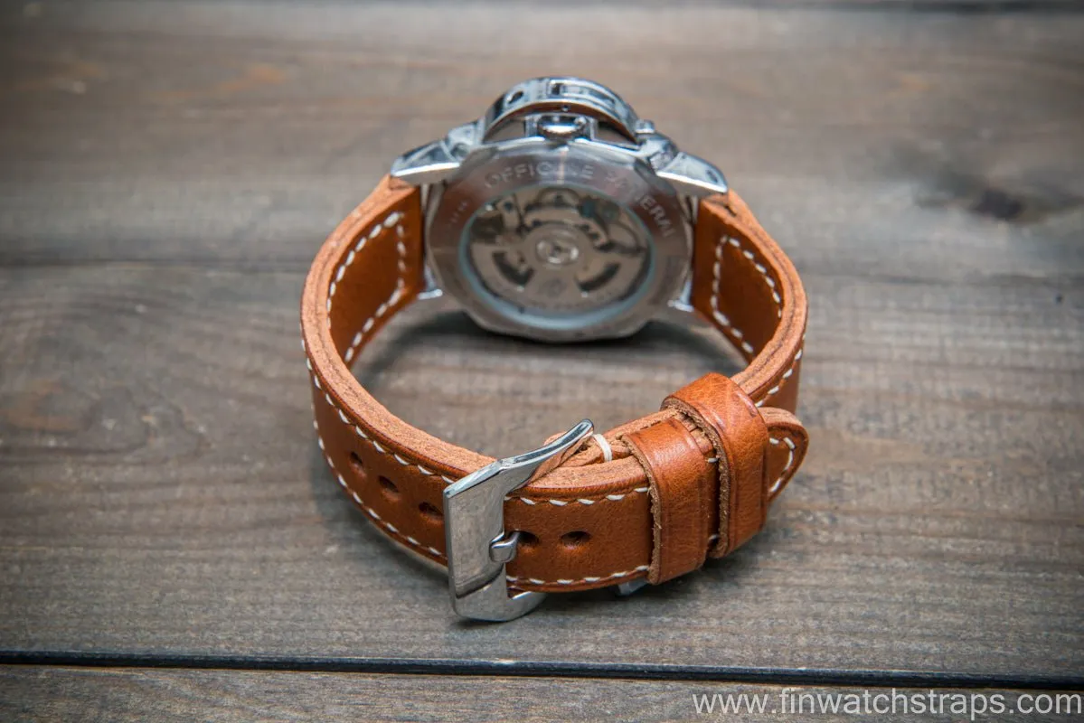 Italian Ranger cognac leather hand stitched watch band.