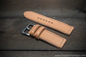 Italian Vachetta Oil Tan leather hand stitched watch band. Naturale color. Handmade in Finland.