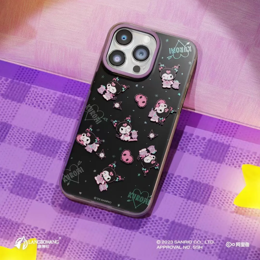 Kuromi Good Night Shockproof Anti-Scratch Back Cover Case with Beaded Lanyard