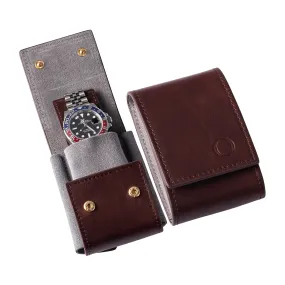 Luxury Napa Leather Single Watch Pouch with Velvet Interior - Compact Watch Case