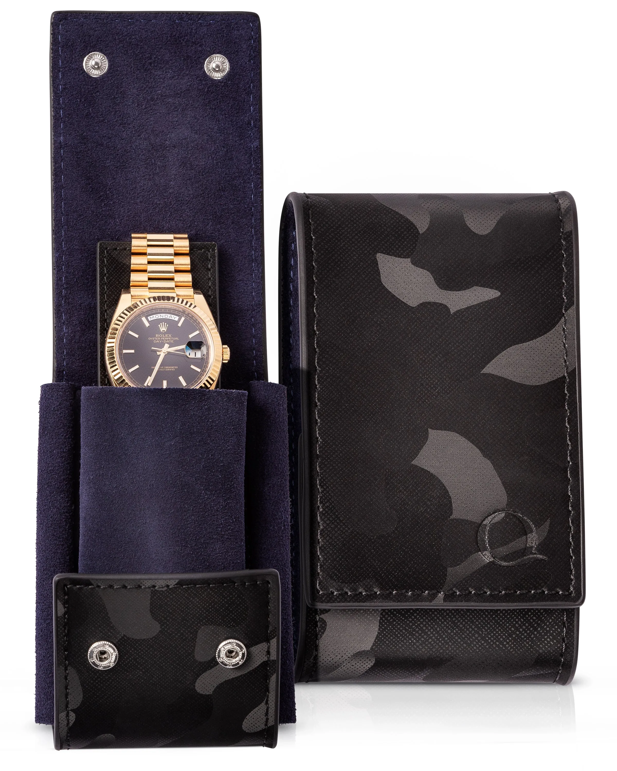 Luxury Napa Leather Single Watch Pouch with Velvet Interior - Compact Watch Case