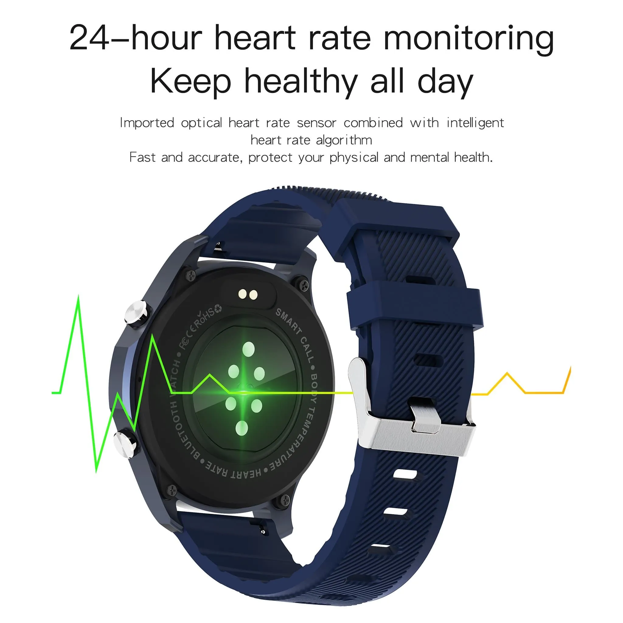 Luxury Navy Seals Business Sport Health Monitoring Smartwatch Bloutooth Calls Body Temperature