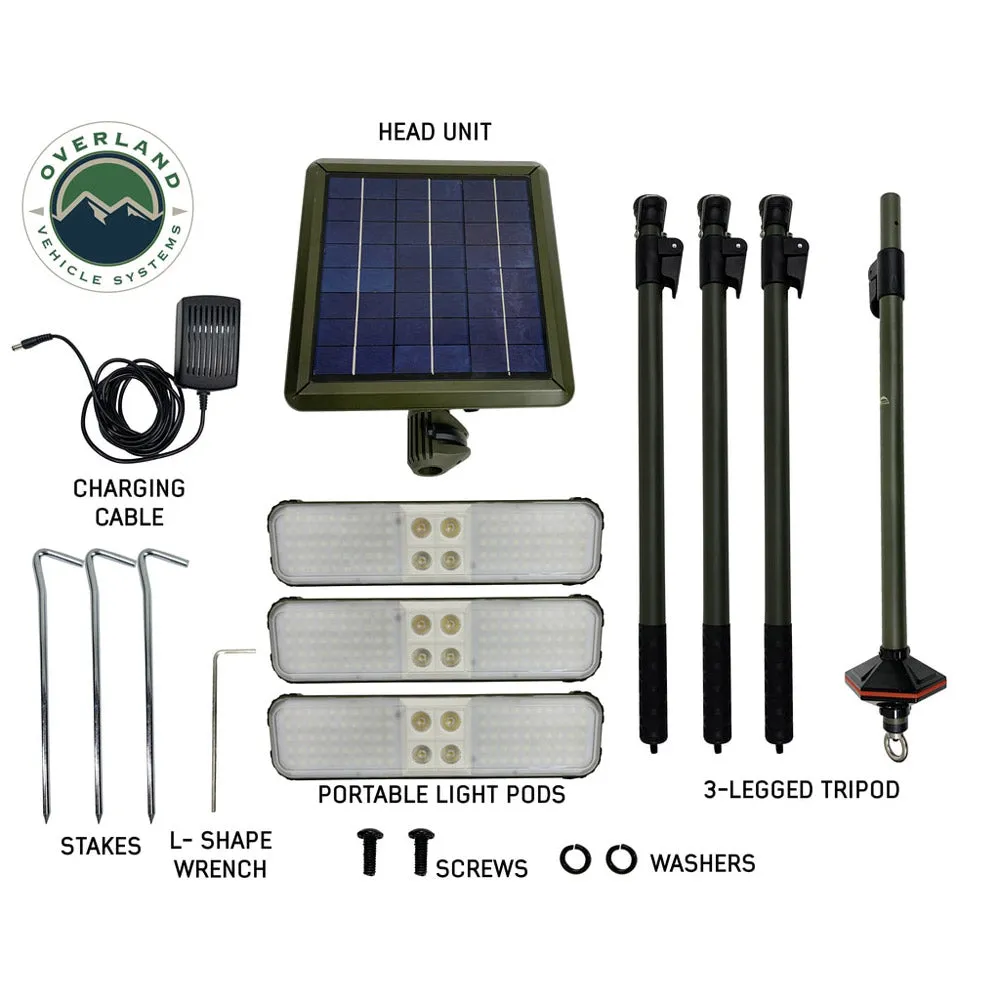 Overland Vehicle Systems - Wild Land Camping Gear - Encounter Solar Powered Camping Light with Removable Light Pods