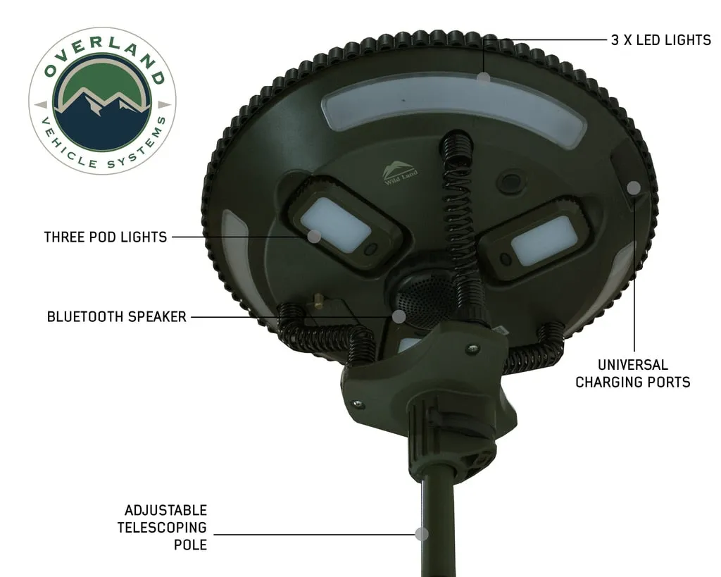 Overland Vehicle Systems Wild Land Camping Gear - UFO Solar Light Pods & Speaker Universal